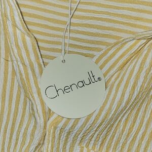 Chenault Yellow and White Striped  Long Sleeve Top